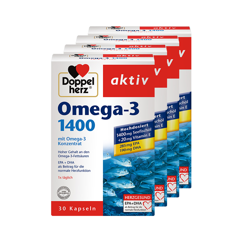 天猫国际进口超市【直营】4盒*德国双心高浓缩Omega3深海鱼油软胶囊中老年挪威食品0
