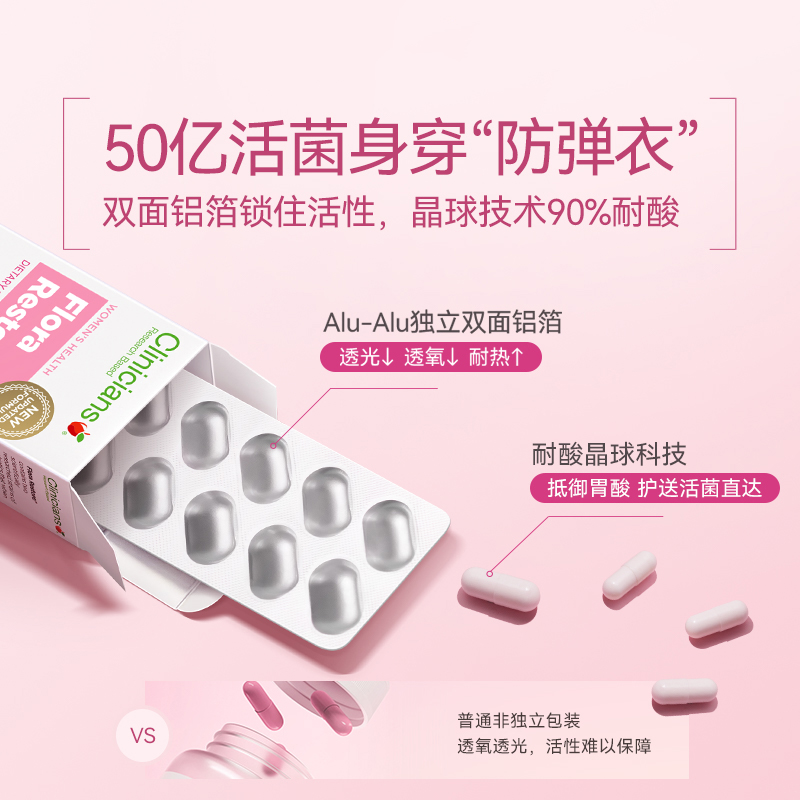 【自营】Clinicians科立纯女性益生菌乳酸杆菌胶囊乳杆菌30颗*3盒 - 图0