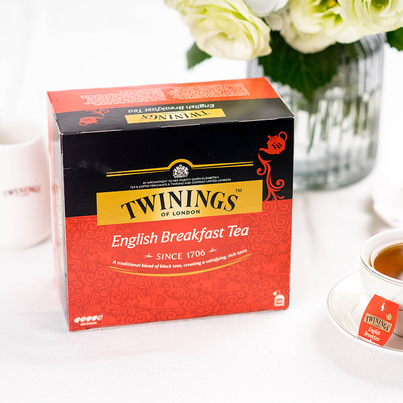 【自营】英国TWININGS川宁进口英式早餐红茶2g*50袋茶包锡兰奶茶