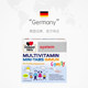 3 ຊິ້ນຂອງ German Double Heart Children's Multivitamin Mineral B Complex Vitamin C Nutrition VD Zinc Immunity
