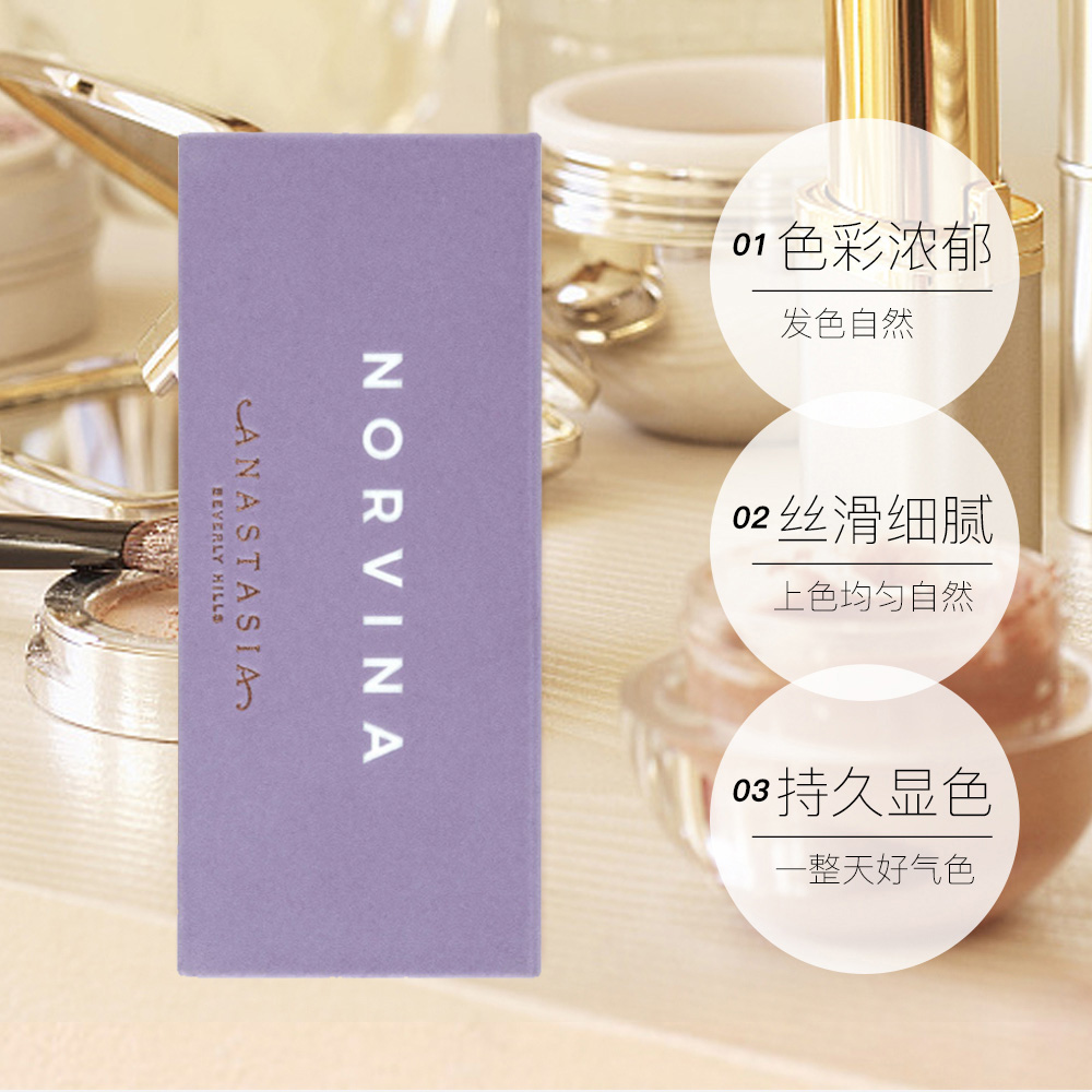 天猫国际进口超市ANASTASIA ABH眼影盘裸妆显色一盘多用文艺复兴/柔光14色彩妆盘3