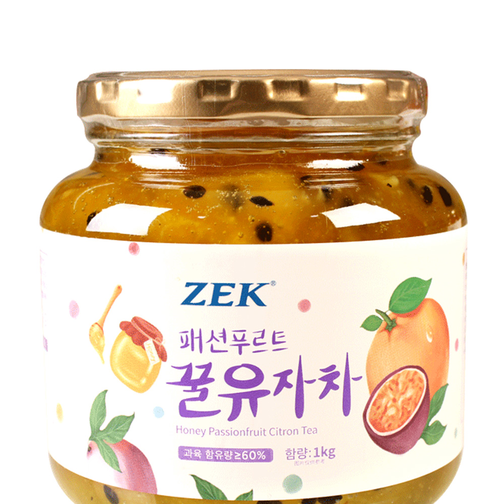天猫国际进口超市ZEK韩国进口百香果蜂蜜柚子茶冬季饮品水果茶冲饮果肉果茶1kg/瓶1