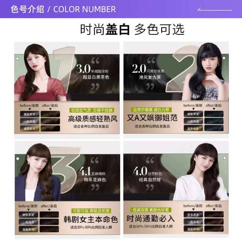【自营】施华蔻植物添加盖白染黑自己在家染1盒装怡然染发霜 - 图1