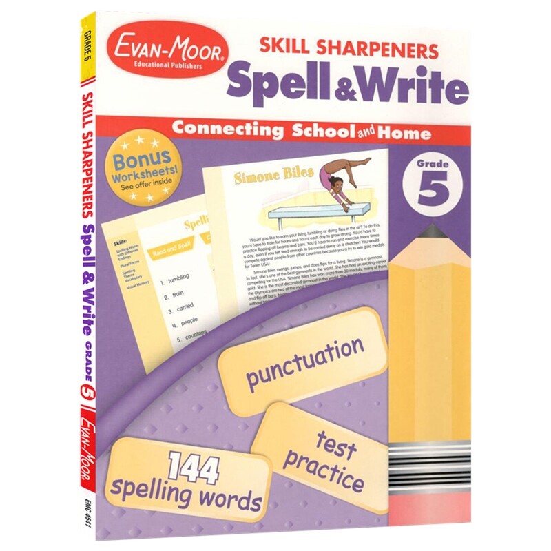 【自营】Evan Moor Skill Sharpeners Spell and Write Prek-G6 美国学龄前幼儿园小学 技能铅笔刀系列 英语拼写练习册 英文原版