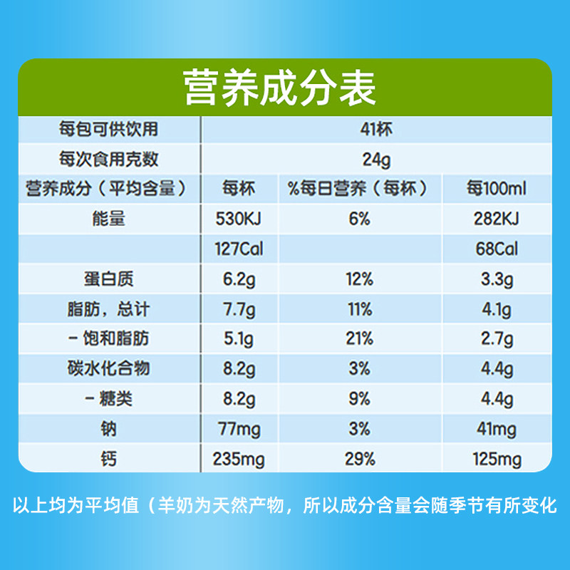 【自营】澳洲CapriLac佳倍营A2纯山羊奶粉成人中老年无糖高钙1KG