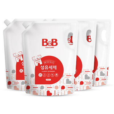 【自营】B&B保宁进口洗衣液补充装新生婴儿宝宝洗衣液2100ml*4袋