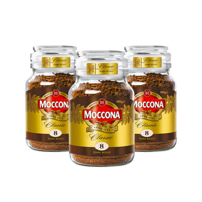 【自营】荷兰MOCCONA摩可纳进口深度烘焙冻干提神速溶咖啡100G*3