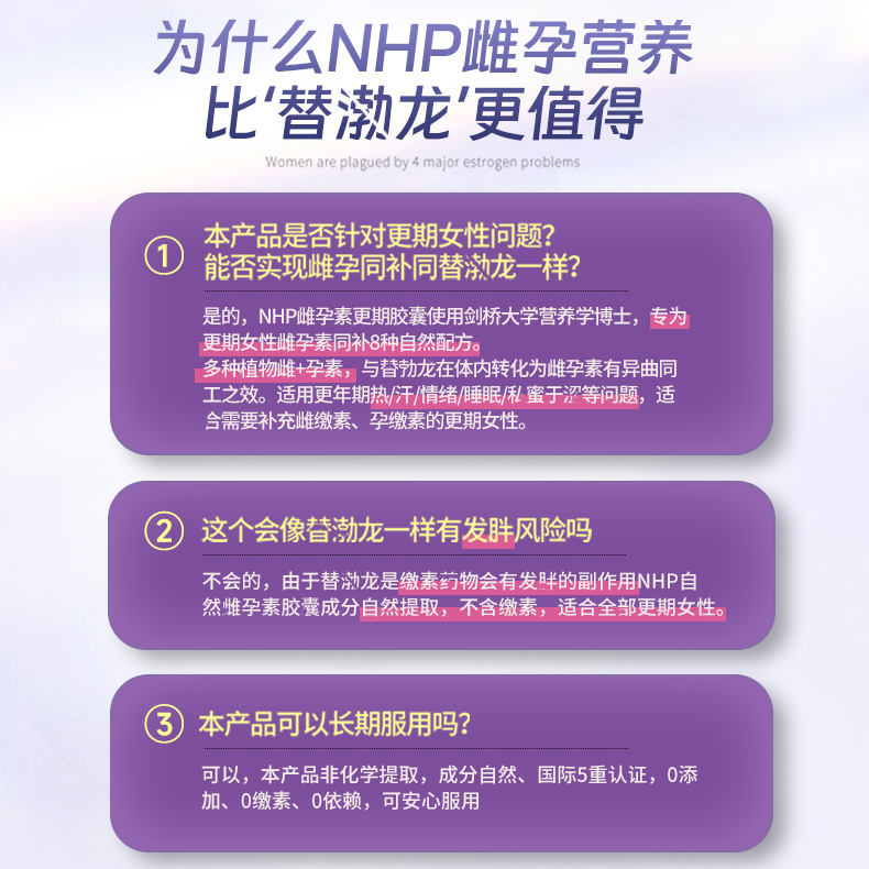 【自营】NHP大豆异黄酮替勃龙片替博龙片替渤雌性激素黄体补充酮-图3