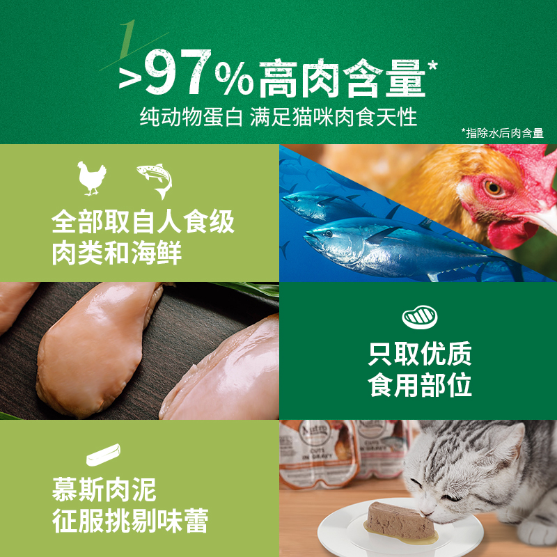 Nutro美士一分为二猫餐盒猫罐头零食罐火鸡猫咪湿粮主食75g*12盒