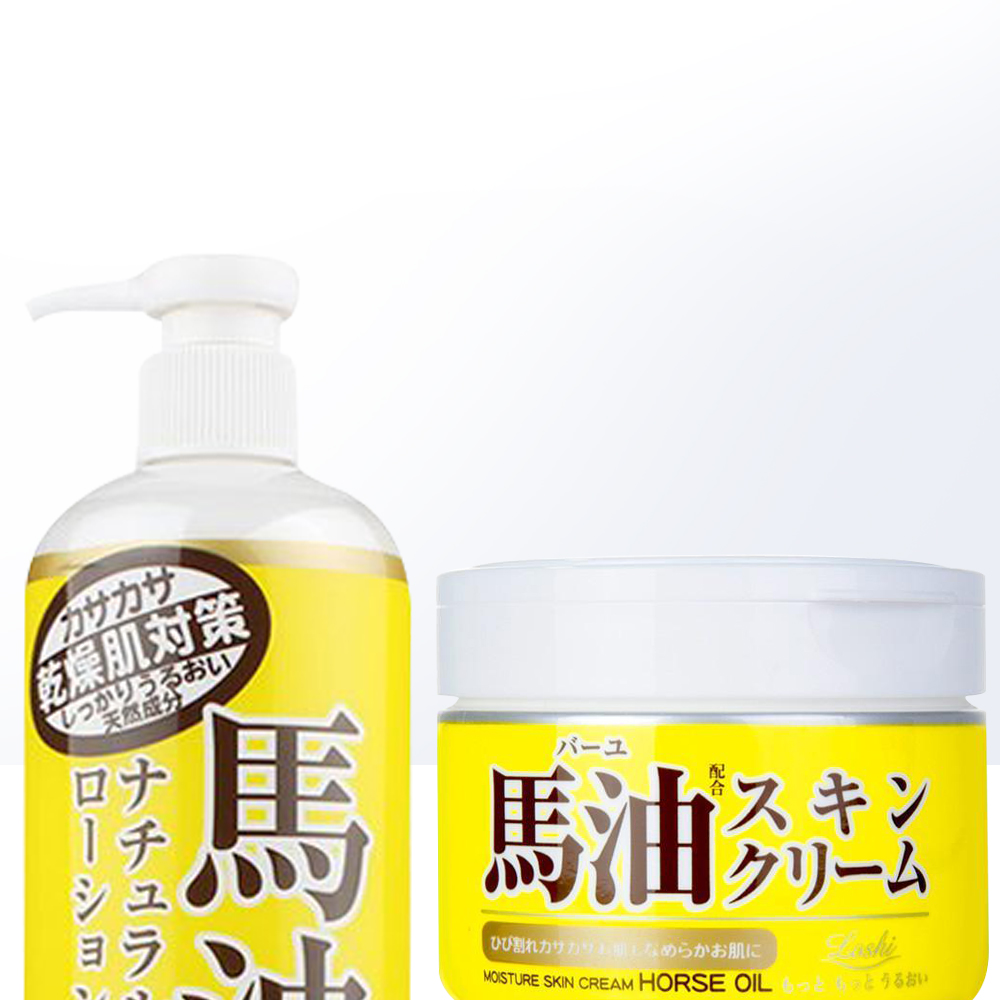 【自营】Loshi日本北海道马油面霜220g+身体乳485ml干燥滋润提亮