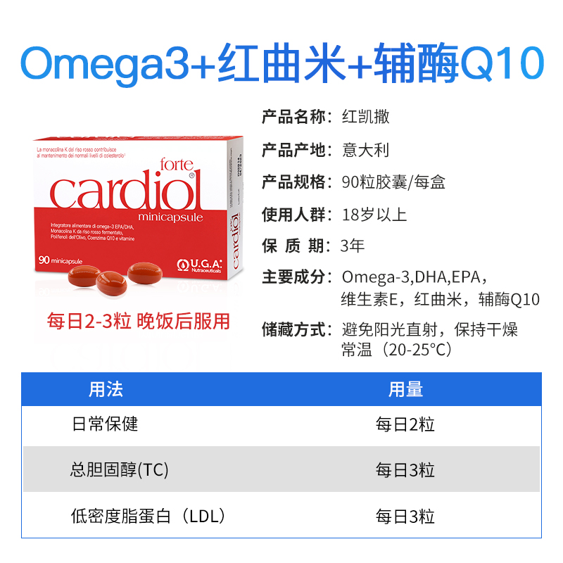 【自营】红凯撒胆固醇心血管高含量红曲米配方辅酶Q10红鱼油血脂 - 图3