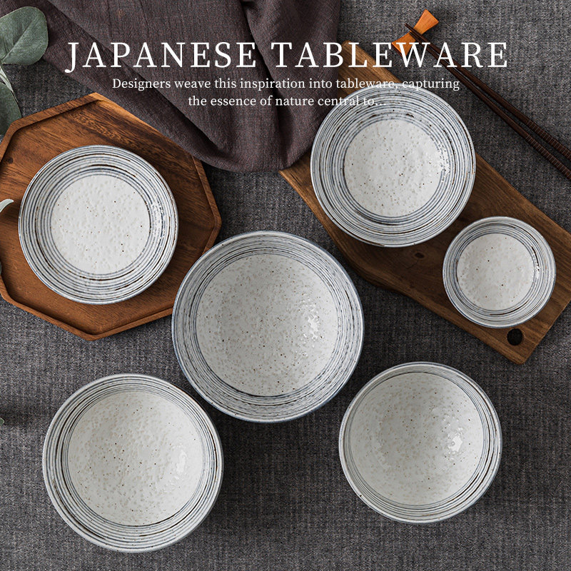 【自营】美浓烧日本进口宅寂风釉下彩复古日式家用陶瓷碗高脚碗盘