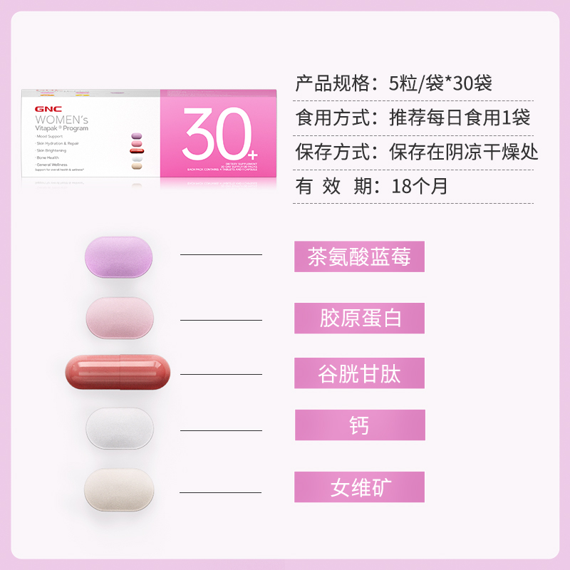 GNC健安喜女性30+每日营养包*2盒