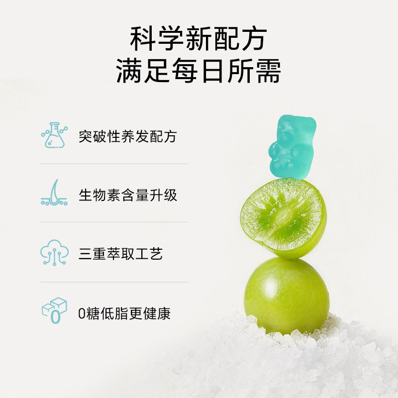 【自营】Unichi海盐养发小熊软糖丰盈发丝柔亮护发亮泽固发护甲*2