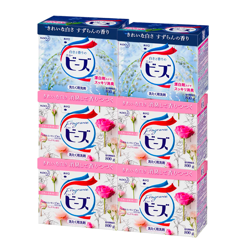 天猫国际进口超市【直营】6盒装 日本进口KAO花王柔软洗衣粉新版800g 粉*4+蓝*20