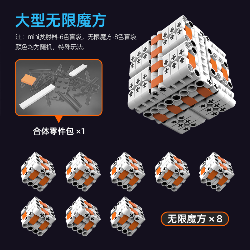 积木发射器盲袋可发射子弹拼插无限魔方拼装合体变形男孩益智玩具 - 图2