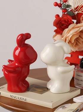 送闺蜜新婚礼物高级装饰兔子摆件