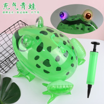 Children Cartoon Large inflatable lone Balloon Luminous Frog with lamp PVC pat Bounce Frog Squares Toy