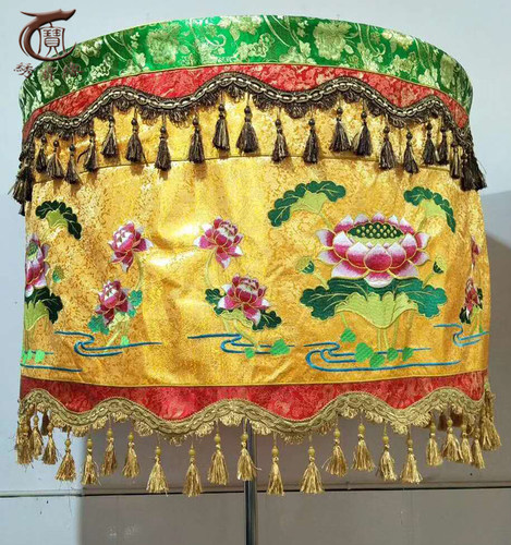 宝盖伞华盖佛顶五龙黄龙鼓伞黄罗伞1米莲花水陆用品幢幡 - 图0
