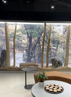 去皮原木酒店民俗背景墙树干