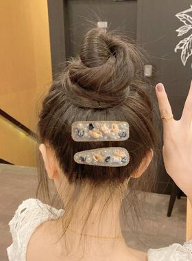 甜美珠珠发夹法式复古发卡少女边夹后脑勺碎发卡网红对夹BB夹