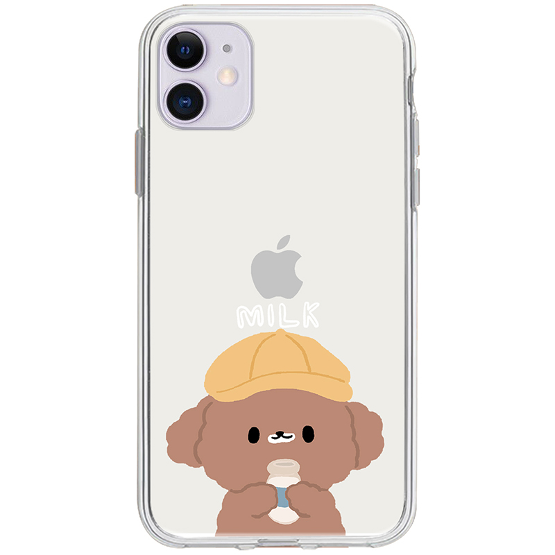 日韩ins风可爱和牛奶小狗适用于iphone12/11苹果13promax透明iPhone14promax手机壳14pro软壳14
