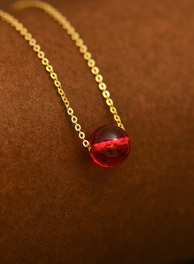 INNORE14k金女红珠子项链