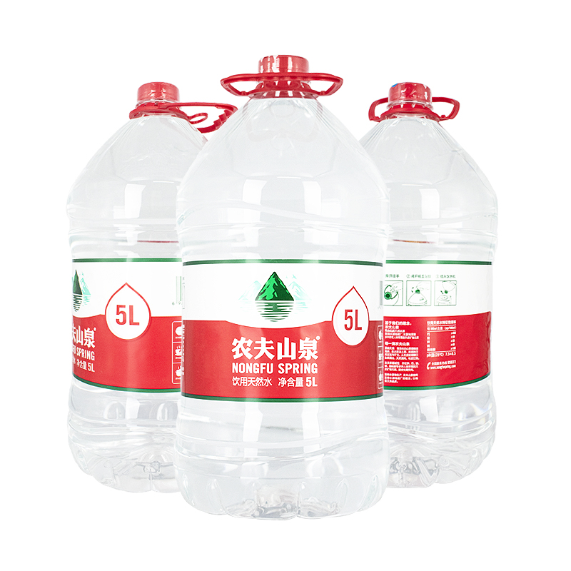 农夫山泉非矿泉水长白山天然弱碱性饮用水5L*4桶装大桶水饮水机用