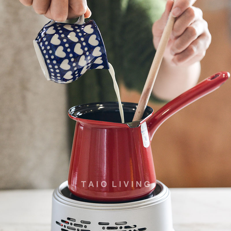 Riess奥地利搪瓷锅宝宝奶锅不粘锅防烫单柄婴儿辅食锅摩卡咖啡壶 - 图2