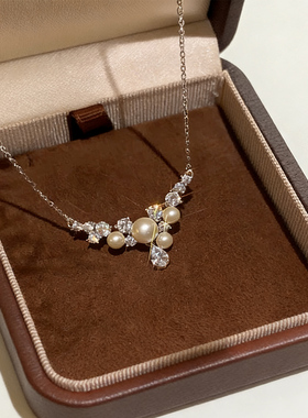 精致轻奢百搭水滴珠珠吊坠项链