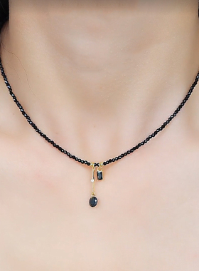 小众设计黑色串珠简约百搭项链