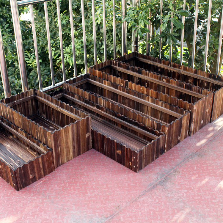 防腐木花箱阳台种菜盆家用蔬菜种植箱特大长方形花盆碳化实木花槽
