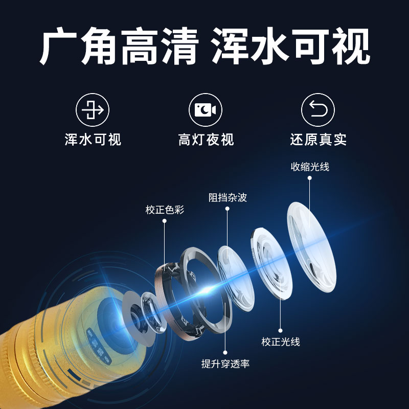 锚探鱼可视摄像头感温感深浑水超感光水下高清探头可视探鱼器超清