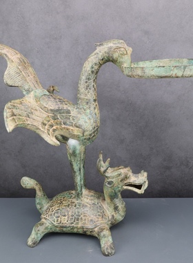 汉代灯具青铜朱雀铜灯凤凰灯古灯具宫灯影视道具定做青铜器摆件