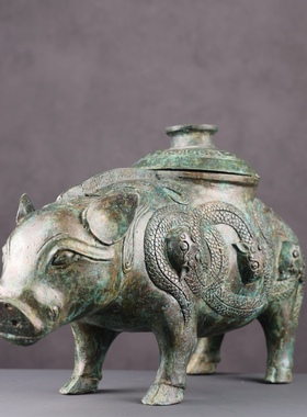 青铜器古摆件山西博物馆特色礼品西周猪尊客厅玄关装饰摆件高端