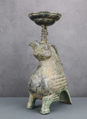 满工纹饰鸟形灯典型商代鸮尊形象古青铜器收藏博物馆铜祥德制作