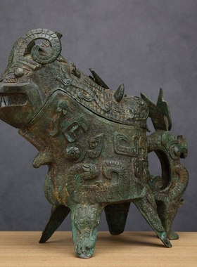 古青铜器洛阳酒厂博物馆古青铜器酒器酒具提梁卣罍觥盉斝彝莲鹤