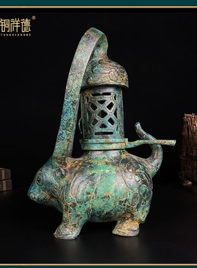 汉代宫廷牛灯古油灯青铜器古工艺品鎏金动物灯客厅开业礼品摆件