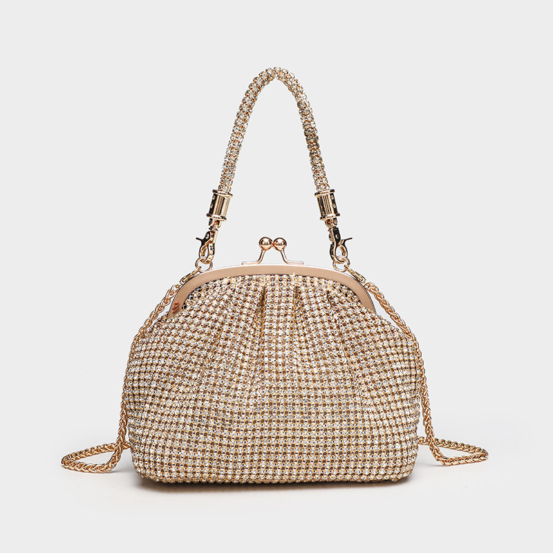 2024新款跨境手工镶钻晚宴女包闪亮水钻手提贝壳包链条单肩斜挎包,淘宝优惠券,粉丝福利购,淘宝优惠卷