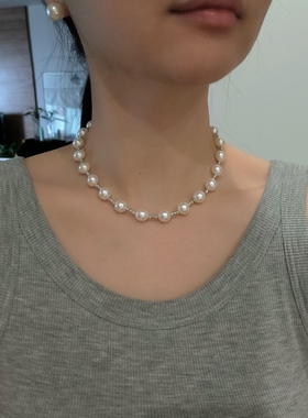 ISLA孤岛10mm施家仿海水满天星珍珠项链澳白光正圆轻奢通勤s925银