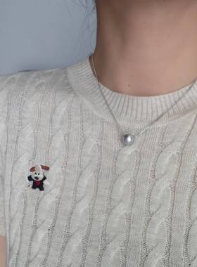 ISLA孤岛12mm铂金灰大溪地爱迪生珍珠项链女小众高级感锁骨链叠戴