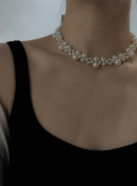 ISLA孤岛手工编织施家珍珠御幸米珠法式项链小众轻奢饰品锁骨链