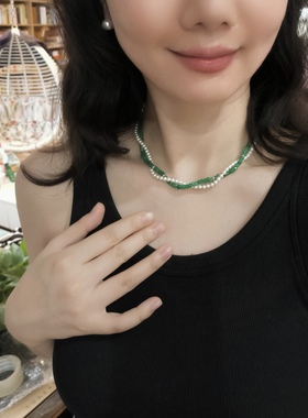 绿色天然锁骨链颈链新中式
