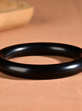 黑羊脂天然正品新疆和田玉墨玉手镯女圆条玉镯玉石塔青沙枣青镯子