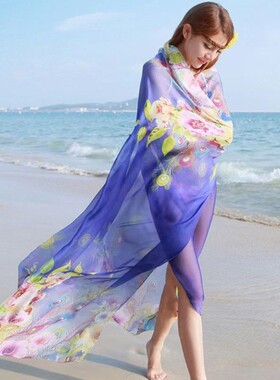 旅游拍照围巾沙滩裙女外搭丝巾