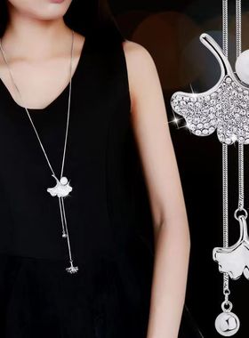 银杏叶毛衣链子项链可调节长款