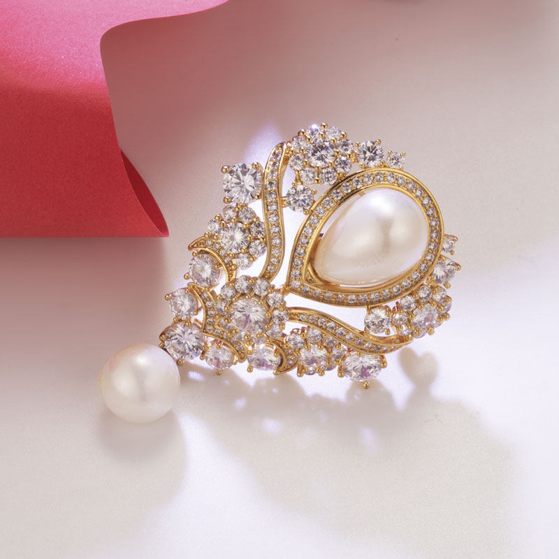 泪滴见花仿珍珠胸针高档女精致奢华气质小众设计个性宫廷风胸花潮,淘宝优惠券,粉丝福利购,淘宝优惠卷
