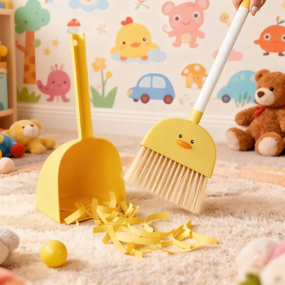 Children's mini broom and dustpan three-piece toy set