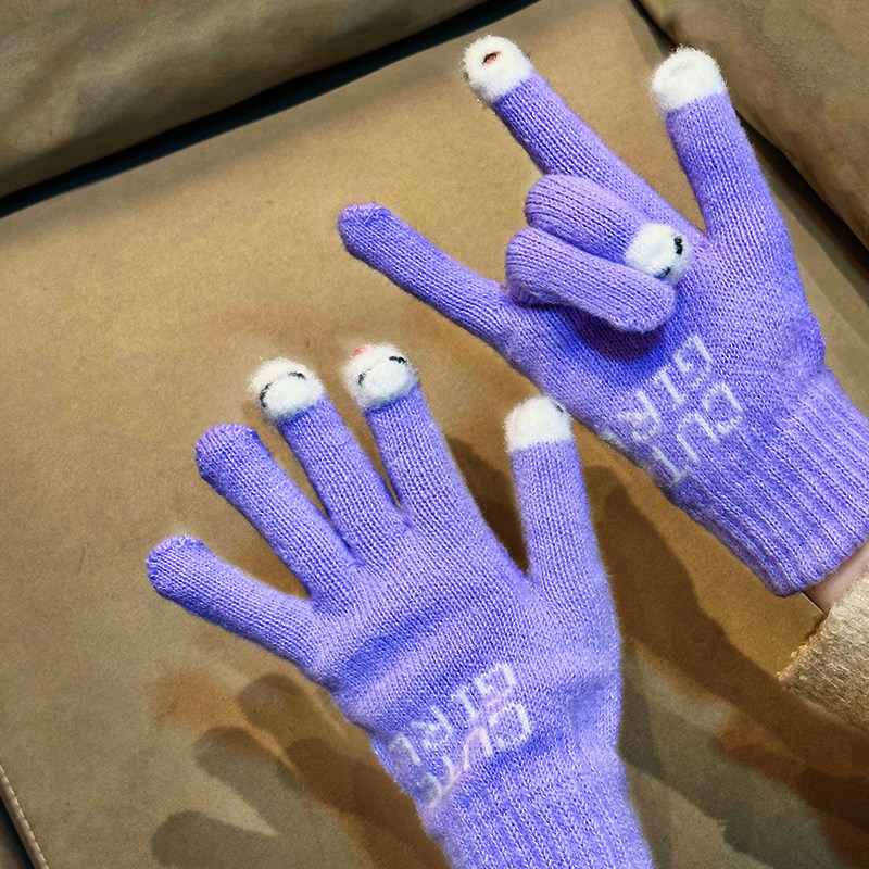 手套女冬季可爱加绒加厚保暖儿童2024新款学生防寒触屏露指男手套,淘宝优惠券,粉丝福利购,淘宝优惠卷