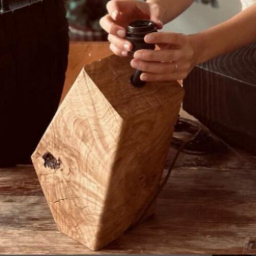 橡树台灯设计师款复古实木台灯卧室书房床头边台灯 - 图2